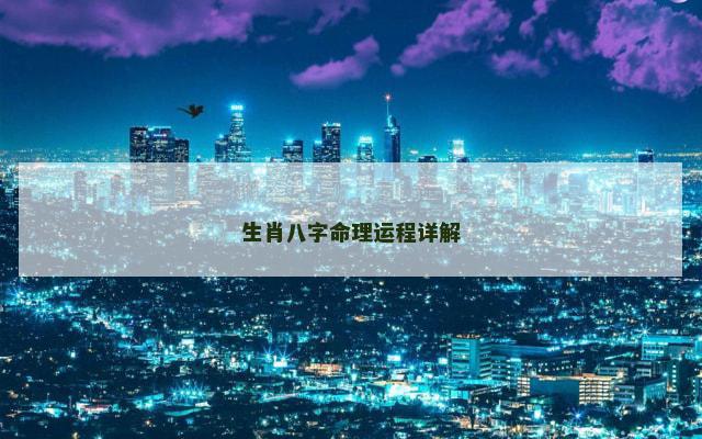 生肖八字命理运程详解