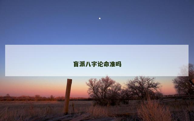 盲派八字论命准吗