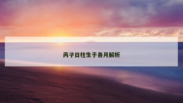 丙子日柱生于各月解析