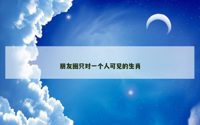 朋友圈只对一个人可见的生肖