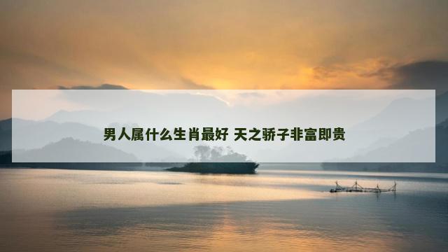 男人属什么生肖最好 天之骄子非富即贵