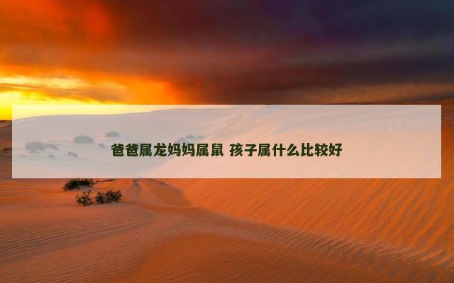 爸爸属龙妈妈属鼠 孩子属什么比较好