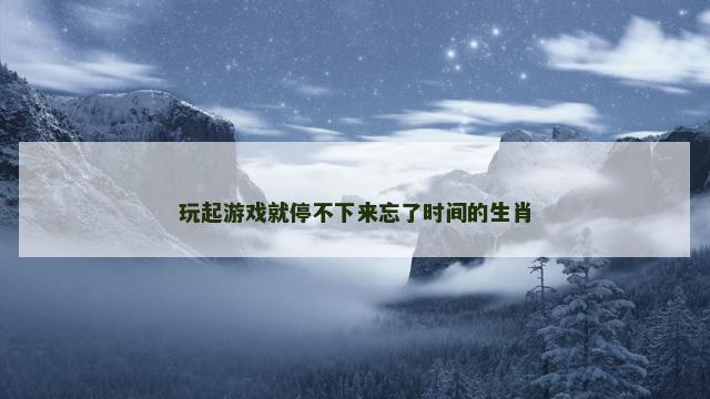 玩起游戏就停不下来忘了时间的生肖