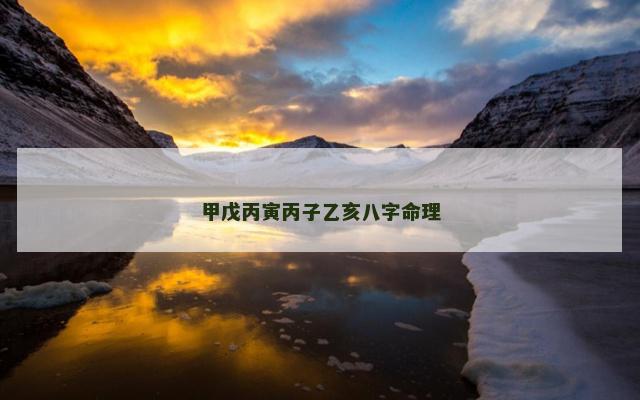 甲戊丙寅丙子乙亥八字命理