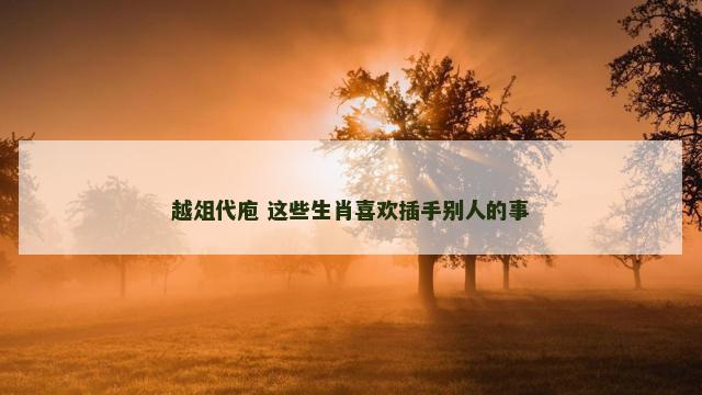 越俎代庖 这些生肖喜欢插手别人的事