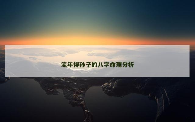 流年得孙子的八字命理分析