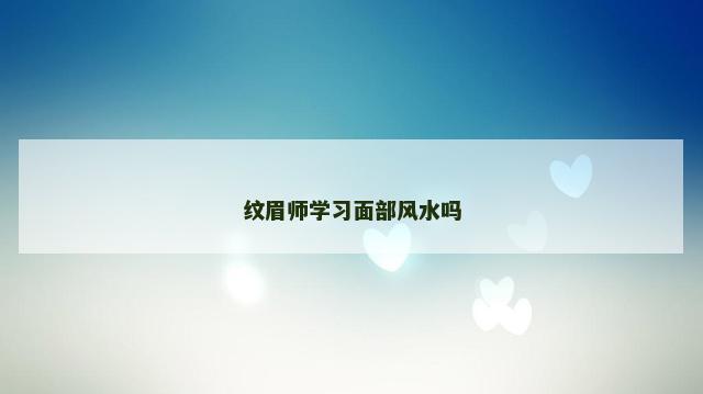 纹眉师学习面部风水吗