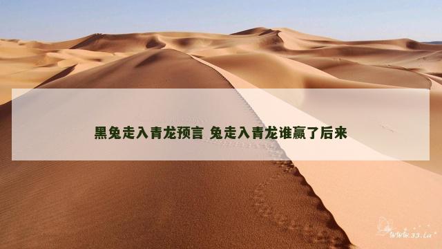 黑兔走入青龙预言 兔走入青龙谁赢了后来