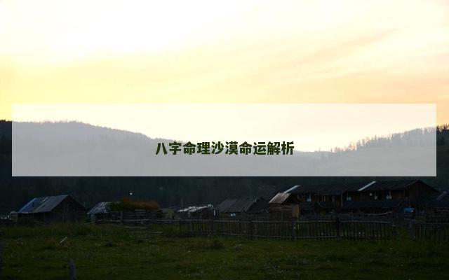 八字命理沙漠命运解析