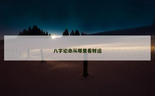 八字论命从哪里看财运