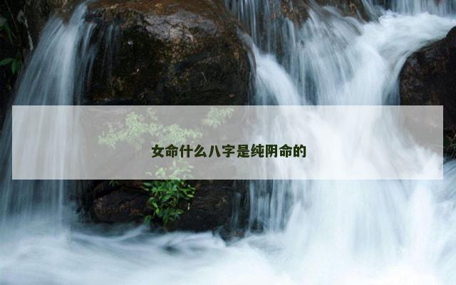 女命什么八字是纯阴命的