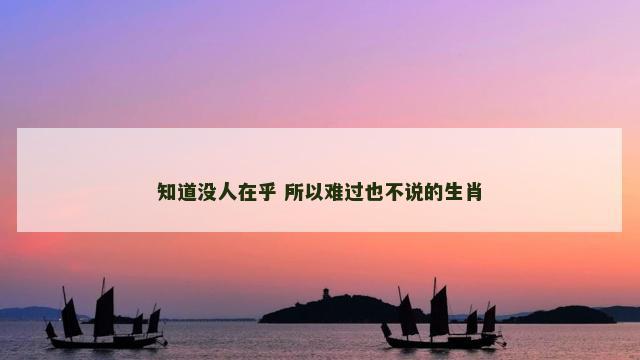 知道没人在乎 所以难过也不说的生肖