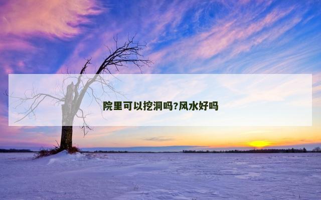 院里可以挖洞吗?风水好吗