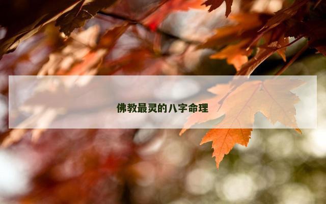 佛教最灵的八字命理