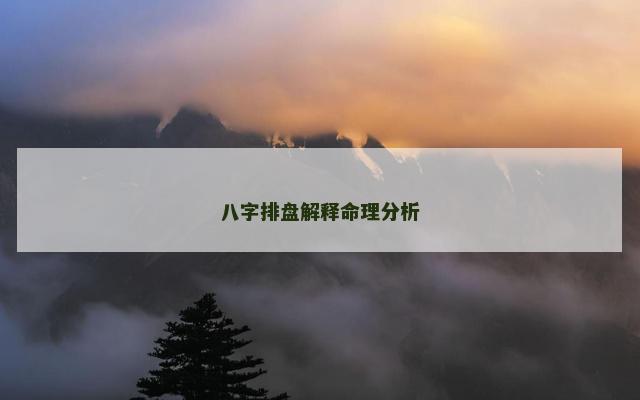八字排盘解释命理分析