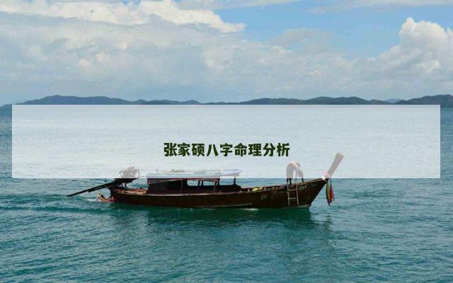 张家硕八字命理分析