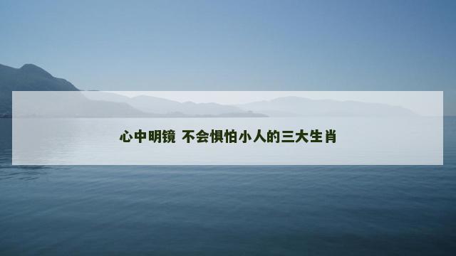 心中明镜 不会惧怕小人的三大生肖