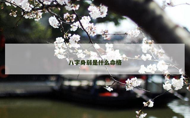 八字身弱是什么命格