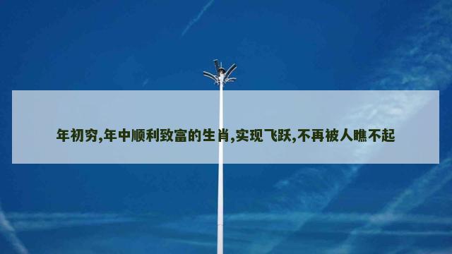 年初穷,年中顺利致富的生肖,实现飞跃,不再被人瞧不起