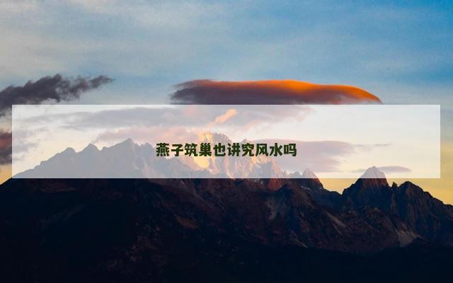 燕子筑巢也讲究风水吗