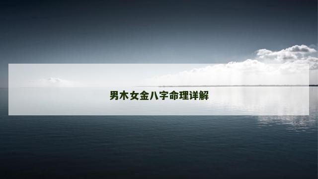 男木女金八字命理详解