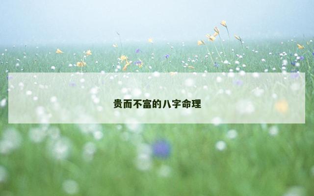 贵而不富的八字命理