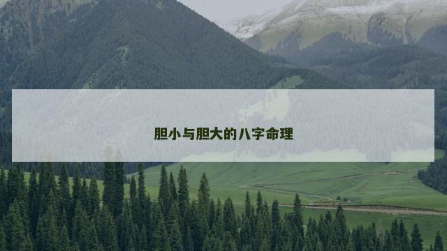 胆小与胆大的八字命理