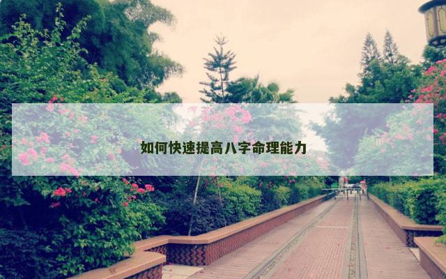 如何快速提高八字命理能力