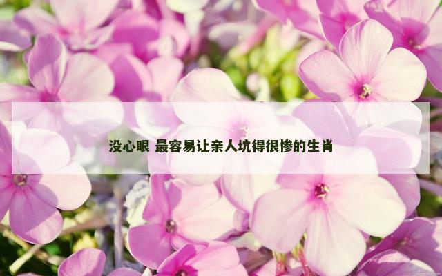 没心眼 最容易让亲人坑得很惨的生肖