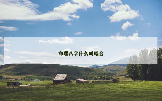 命理八字什么叫暗合