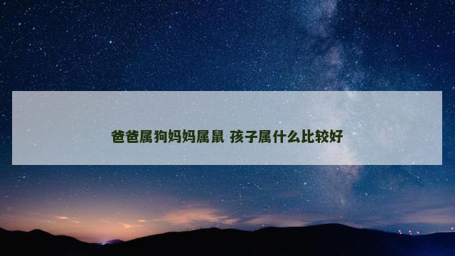 爸爸属狗妈妈属鼠 孩子属什么比较好