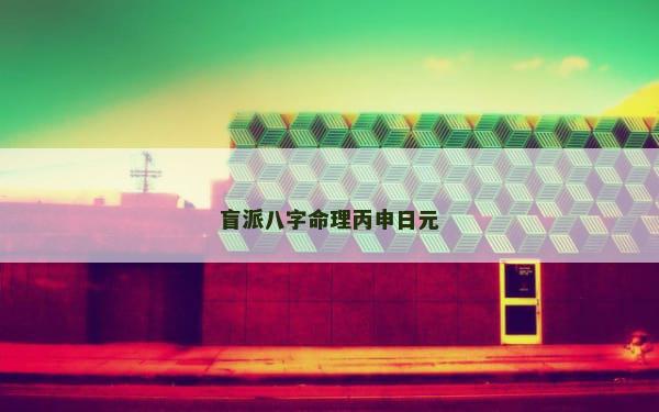 盲派八字命理丙申日元