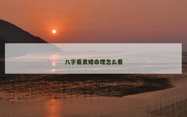 八字看离婚命理怎么看