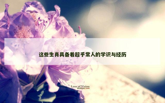 这些生肖具备着超乎常人的学识与经历