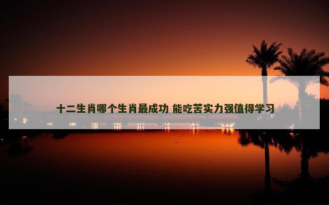 十二生肖哪个生肖最成功 能吃苦实力强值得学习