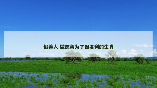 假善人 做慈善为了图名利的生肖