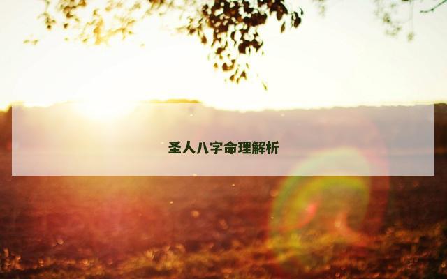 圣人八字命理解析