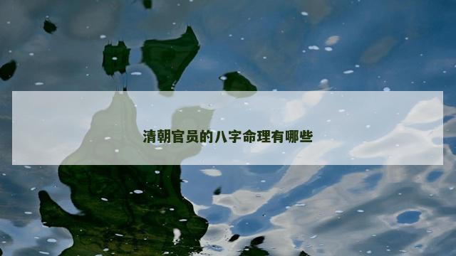 清朝官员的八字命理有哪些
