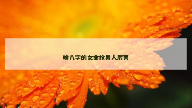 啥八字的女命抢男人厉害