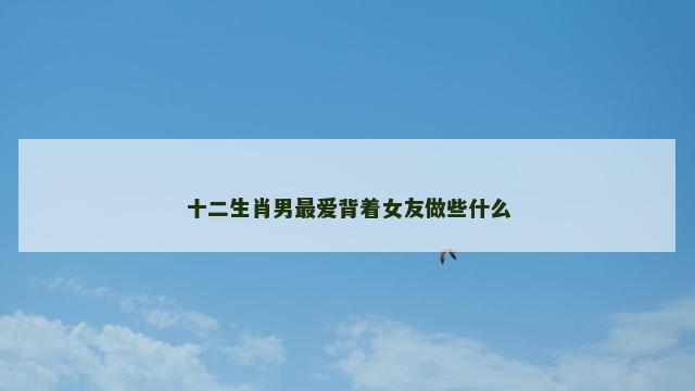 十二生肖男最爱背着女友做些什么