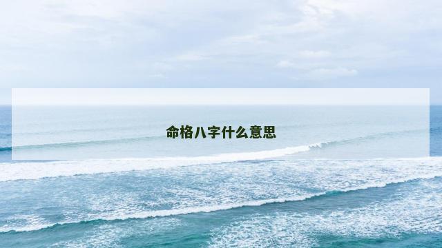 命格八字什么意思