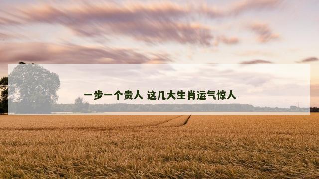 一步一个贵人 这几大生肖运气惊人